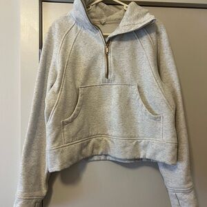 Grey/cream quarter zip with gold zipper